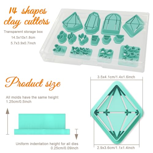 ORIGACH 14 Pcs Cactus & Terrarium Polymer Clay Cutters - style: Terrariums & Cactus