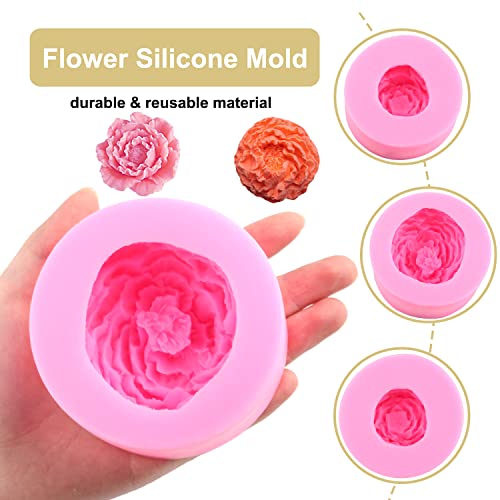 ZiXiang Flower Silicone Molds Peony Flower Fondant Molds Set Of 2 - color: Style B