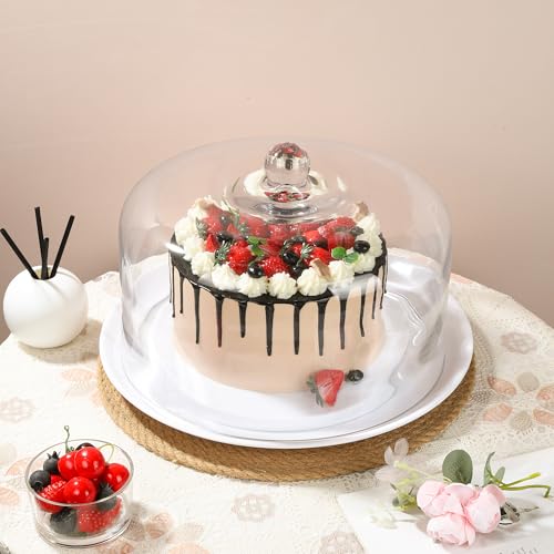 12" Wide Handmade Sturdy Glass Cake Dome, Cake Cover Lid for Cake, Food and Display, Glass Topper For Cake Plate And Cake Stand, Cake Stand Topper, Glass Dome Cloche, Glasss (12"x8") - size: 12"x8"