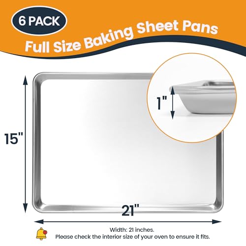 6 Pack Aluminum Baking Sheet Pan, 21 x 15 in - size: 6-pack Solid Large Size (21"×15")