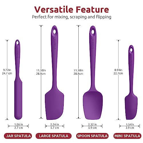 U-Taste Silicone Spatula Set 600°F High Heat Resistant, 4-Pcs, Purple - color: Purple