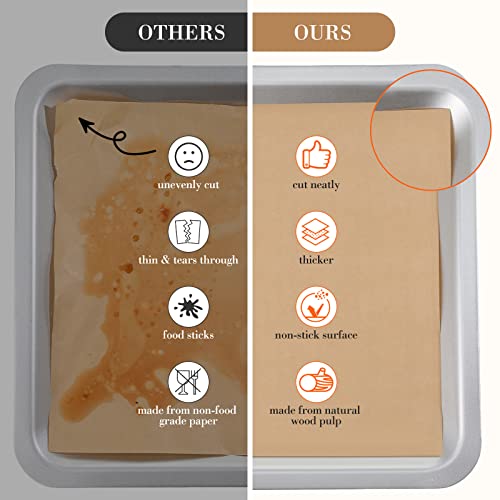 Harloon 200 Pcs Parchment Paper Baking Sheets Precut, Brown, 13 x 18 Inch - color: Brown