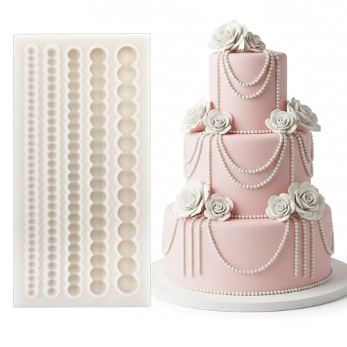 JJUNW Pearl Fondant Molds, Hemisphere Silicone Cake Border Decoration Tool