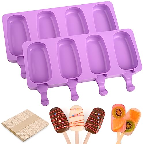 WMKGG Popsicle Silicone Molds Set, 2 PCS Ice Cream Molds(Standard/Purple) - color: Purple