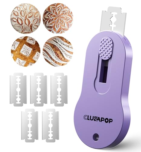 CLUEAPOP Bread Lame Sourdough Scoring Tool, Extractable & Magnetic Lame Scoring Tool, Bread Dough Cutter Slashing Razor Tool, Bread Scoring Tool for Sourdough Bread Baking - Scoring Knife - color: Purple