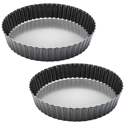11 x 2 Inches Deep Dish Tart Pan Set of 2, Nonstick Tall Tart Quiche Pan, Carbon Steel Deep-dish Pie Pan with Removable Loose Bottom for Baking Thanksgiving Christmas - size: 11 inch-2 Set