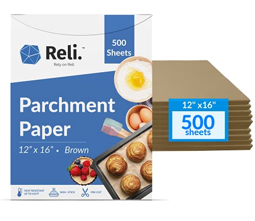 Reli. 500 Pcs Parchment Paper Sheets, Bulk | 12x16 Inch | Brown
