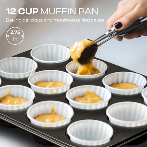 12-Piece Nonstick Bakeware Set, Stackable Non Toxic Baking Pans Set - Black - size: 12PCS