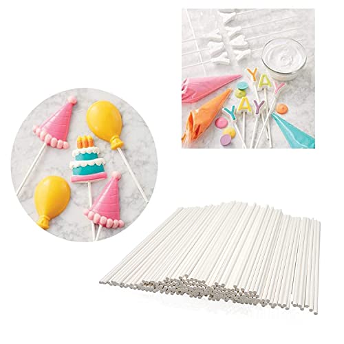 8 Inch White Paper Cake Pop Sticks