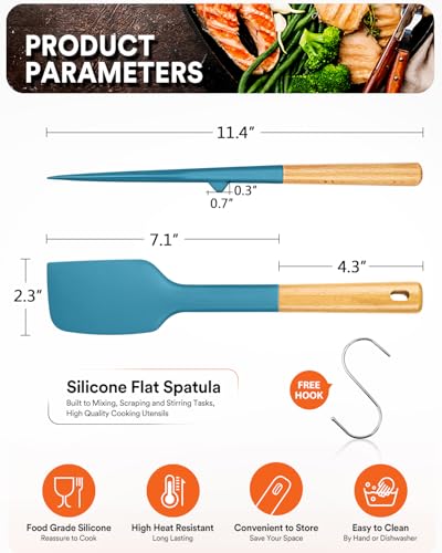 Badiano Silicone Heavy-Duty Spatula, Rubber Scraper for Nonstick Cookware - color: TURQ