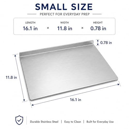 Stainless Steel Cutting Board with Counter Lip,Metal Pastry Board Kitchen - size: 16"L x 11.8"W