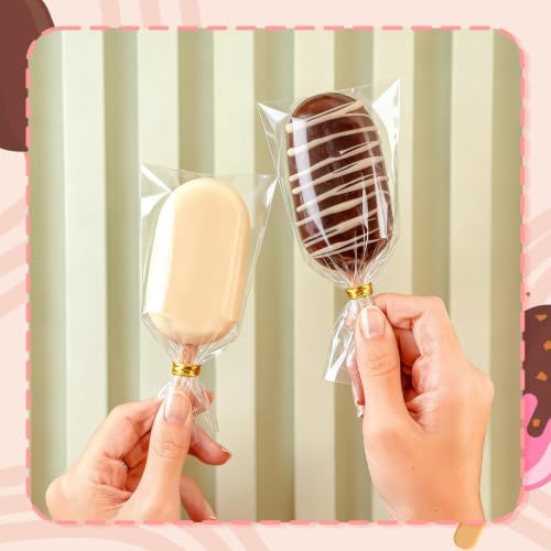 3 Inch Cakesicle Cutter and Cake Pop Mold Set with 8.7in Tray, 100 Wooden Sticks & 100 Bags, Silicone Cakesicle Mold for Homemade Cake Pops, Baking, Birthdays and Party Desserts (Pink) - color: Pink