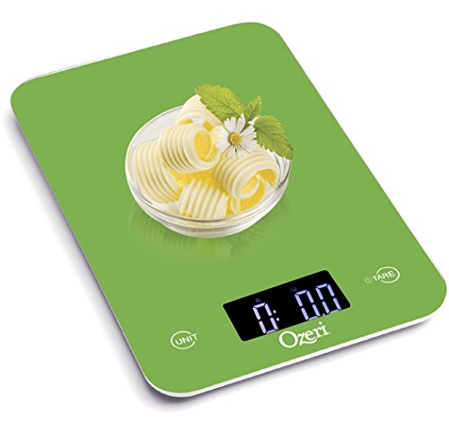 Ozeri Touch Digital Kitchen Scale (12 lbs Edition) in Tempered Glass - color: Green
