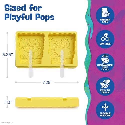 Nickelodeon SpongeBob Silicone Popsicle Molds with Sticks, 2-Cavity - color: SpongeBob