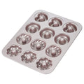 CHEFMADE Donut Mold Cake Pan, 12-Cavity Non-Stick Pattern Doughnut Bakeware for Oven Baking (Champagne Gold) - size: 02 - Fancy 12 Cups