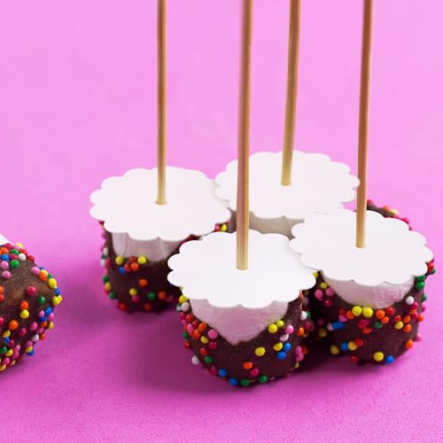 100 Pcs Scalloped Cake Pop Boards with Hole Cake Base, White - color: White