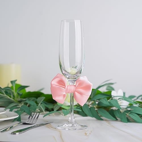 AIMUDI Pink Satin Ribbon Twist Tie Bows for Treat Bags 3.5" Baby Pink Bows for Crafts Small Pink Bows for Baby Shower Premade Bows for Cake Pops Candy Apple Wedding Favors Bridal Shower -24 Counts - color: Baby Pink