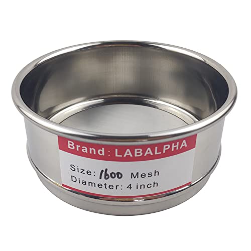 LABALPHA 1600 Mesh Lab Sieves, Test Sieve #1600 Mesh, 4'' Diameter, 304 Stainless Steel Wire Cloth (0.01mm) - size: 1600 mesh (0.01mm)