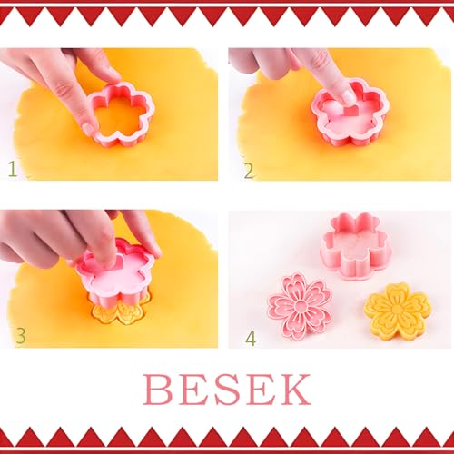 BESEK Flower Cookie Cutters: 8 pcs Flowers Cookie Cutter, Spring Flowers Cookie Stamps for Biscuit Fondant Cheese Baking, for Kids & Adults - color: Flower