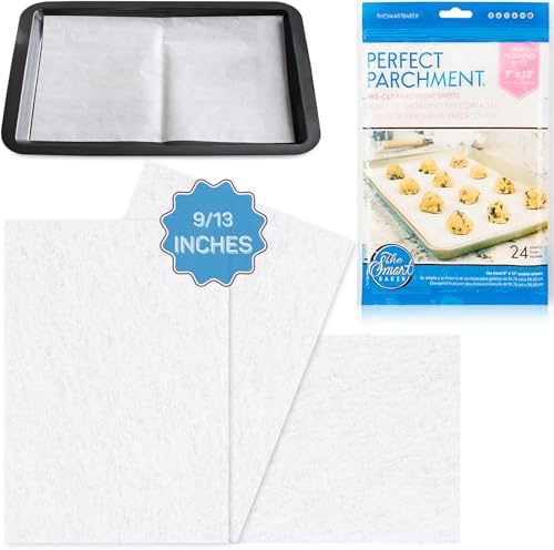 Pre-Cut Perfect Parchment Paper 9 x 13 inches, Small. Greaseproof Nonstick 24 pieces Pre-Cut Baking Sheets - size: Small
