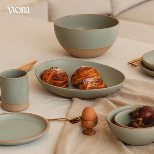 Mora Mini Ramekins Set of 4, 8oz Ceramic Pottery Baking Dishes - Microwave, Oven and Dishwasher Safe - Thyme - color: Thyme, size: Mini