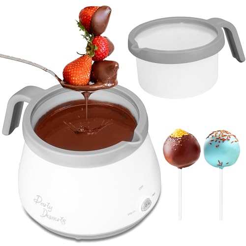 Party Desserts Candy and Chocolate Melting Pot, Mini Electric Fondue Pot, Melts Candy Chocolate in a Couple of Minutes, Ideal for Cake Pops Cookies Cakes, 1 Cups, Single Pot, Gray - color: Gray