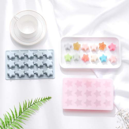 2-Pack Star Shape Candy & Chocolate Silicone Mold, Pink, Non-Stick - size: Star