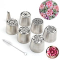 8 Pieces Stainless Steel Extra Large Russian Tulip Icing Tips Kit - color: SILVER SET12