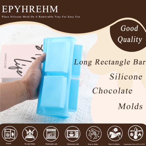 6 Cavity Long Rectangle Bar Silicone Chocolate Molds Set Of 2 - color: Pink and Blue