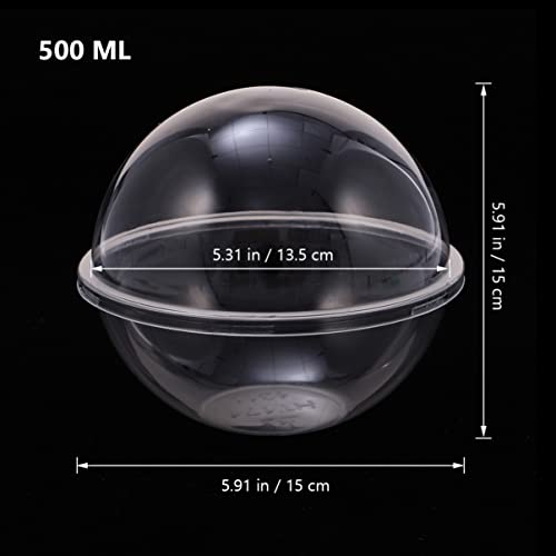 Cabilock Transparent Ball Shape Cake Container 6-Inch Portable Round Plastic Dessert Carrier Dome for Mousse Cake Storage 10-Pack - size: 500ml