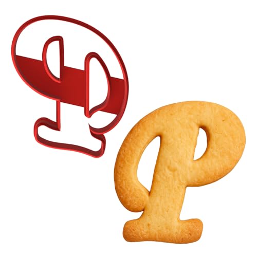 Mighty Gadget Fancy Cursive Letter A to Z Cookie Cutter - 4" Tall Alphabet Baking Mold (Random Color) (P) - color: P