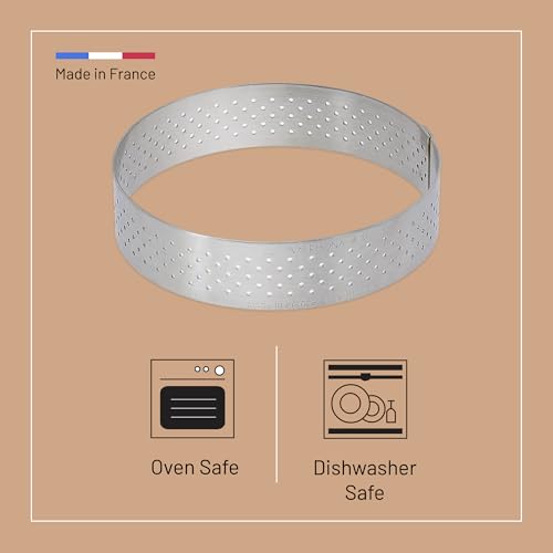 de Buyer Perforated Round Tart Ring - 2” Diameter, 0.8” Height - Perfect for Baking Beautifully Crisp Tarts - Easy to Use & Clean - Made in France - size: 1 Count (Pack of 1)