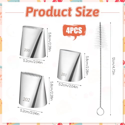 Extra Large Piping Tips, 4 PCS Stainless Steel Half Row Braided Boquillas