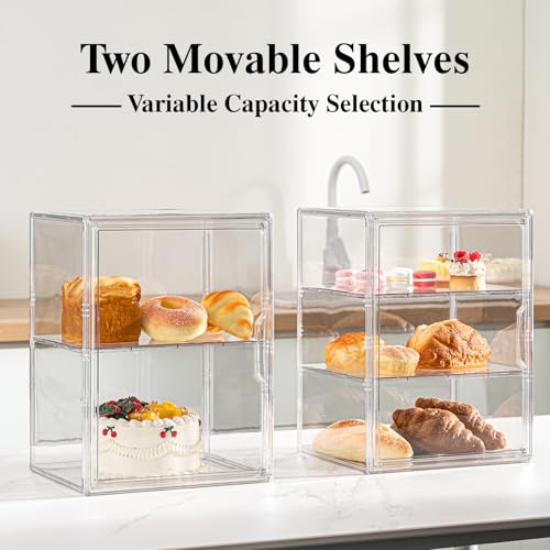 Clear Bread Box, Pastry Display Case for Kitchen Countertop