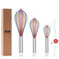 OYV Rainbow Silicone Whisk Set of 3, 8/10/12 Inch, Non-Scratch, Colorful - color: Premium(Rainbow Pack)