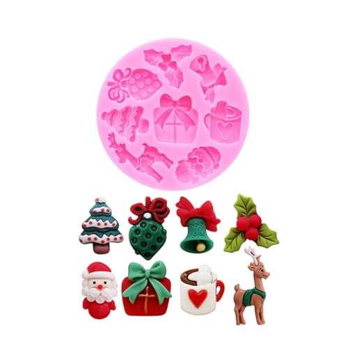 4PCS Christmas Theme Silicone Mold Snowflake Christmas Tree Snowman Bell Creative Baking Chocolate Cake Dessert Decoration Mold DIY Resin Jewelry Accessories Silicone Molds SD-352-378-532-734 - color: Style D
