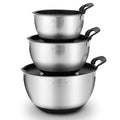 Rorence Stainless Steel Mixing Bowls: Stackable Mixing Bowl Set with Lids and Handles Non-slip Silicone Bottom Nesting Bowls for Kitchen Set of 3 - Black - color: Black