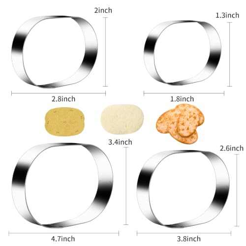 Pill Capsule Long Oval Cookie Cutters - 5 Inch, 4 Inch, 3 Inch, 2 Inch - Geometric Frame Plaque Cookie Cutter Set Fondant Biscuit Molds - Stainless Steel - color: Oval-Pill Capsule