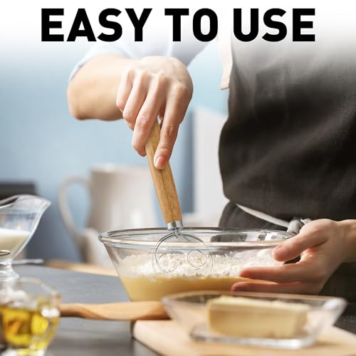 Zulay Kitchen Double-Eye 13" Danish Dough Whisk - color: Acacia | Double Eye