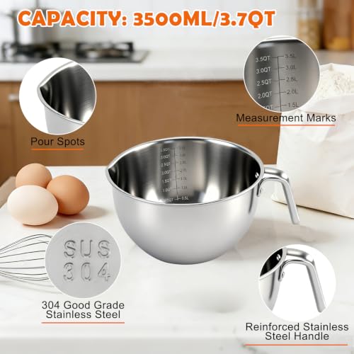 Double Boiler Pot Set 3.7QT & 5.8QT, Stainless Steel Chocolate Melting Pot - size: 3000ML+5000ML