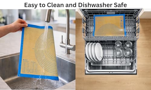 Silicone Pastry Mat with Measurements, 36 x 24 Inch Extra Thick Non-Slip Nonstick XL Baking Mat for Dough Rolling, Kneading, Fondant and Pie, Blue - color: Blue, size: 36"L x 24"W