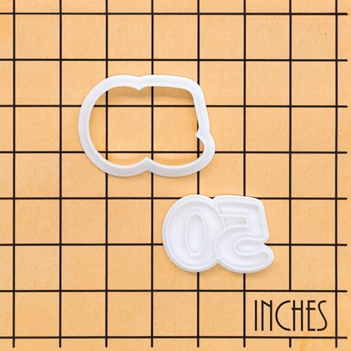 BAKERLOGY Number 50 Mini Cookie Cutter & Stamp Set – Double Digit Milestone Baking Tool for 50th Birthday, Anniversary & Special Celebrations Cupcake Topper & Fondant Cake Decoration