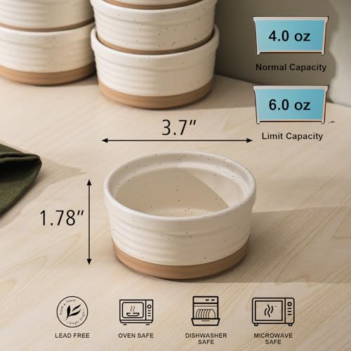 Frewinky Ceramic Ramekins 6 oz Set of 6, Creme Brulee Cups and Sauce Bowls - size: 6oz