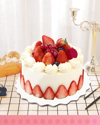 qiqee 7 Inch White Wave Cake Boards Round 15-Packs Circles Rounds Base Food-Grade Cardboard Wave Cake Plate（Thinner But Stronger） - color: White, size: 7 inch / 15Pcs