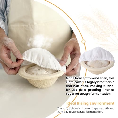 10 Pack Proofing Basket Covers for 5in Round, Linen Cotton - size: Mini 5inch Round
