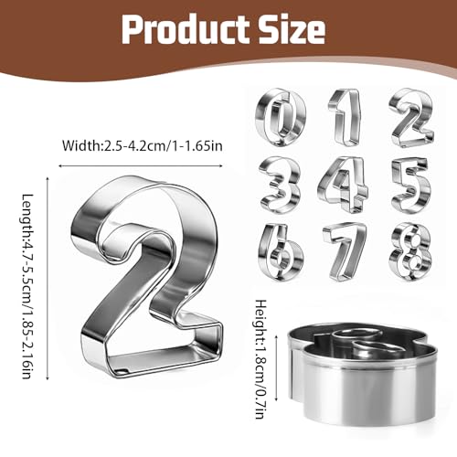 9 PCS Number Cookie Cutters, 2 Inch Cookie Cutter Set