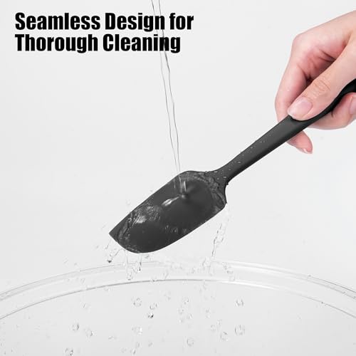 Doosu Silicone Small Spatula, 600°F Heat Resistant Mini Scraper (Black) - color: Black, size: 8.9in (small spatula)