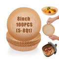 Air Fryer Liners Disposable, 100PCS Non-stick Disposable Airfryer Liners, 8 Inch Unbleached Parchment Paper, Round Airfryer Paper Liners for 5-8QT Air Fryer, Baking, Roasting Microwave - size: 8in-Round-100pcs