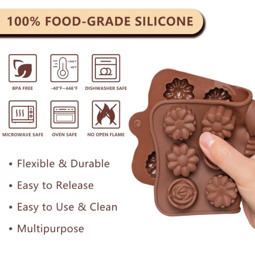 6-Pack Classic Silicone Chocolate Candy Molds, Baking Molds