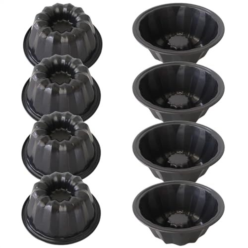 4 Inch Mini Fluted Cake Pan, Carbon Steel Round Cake Mold, 8 Pack